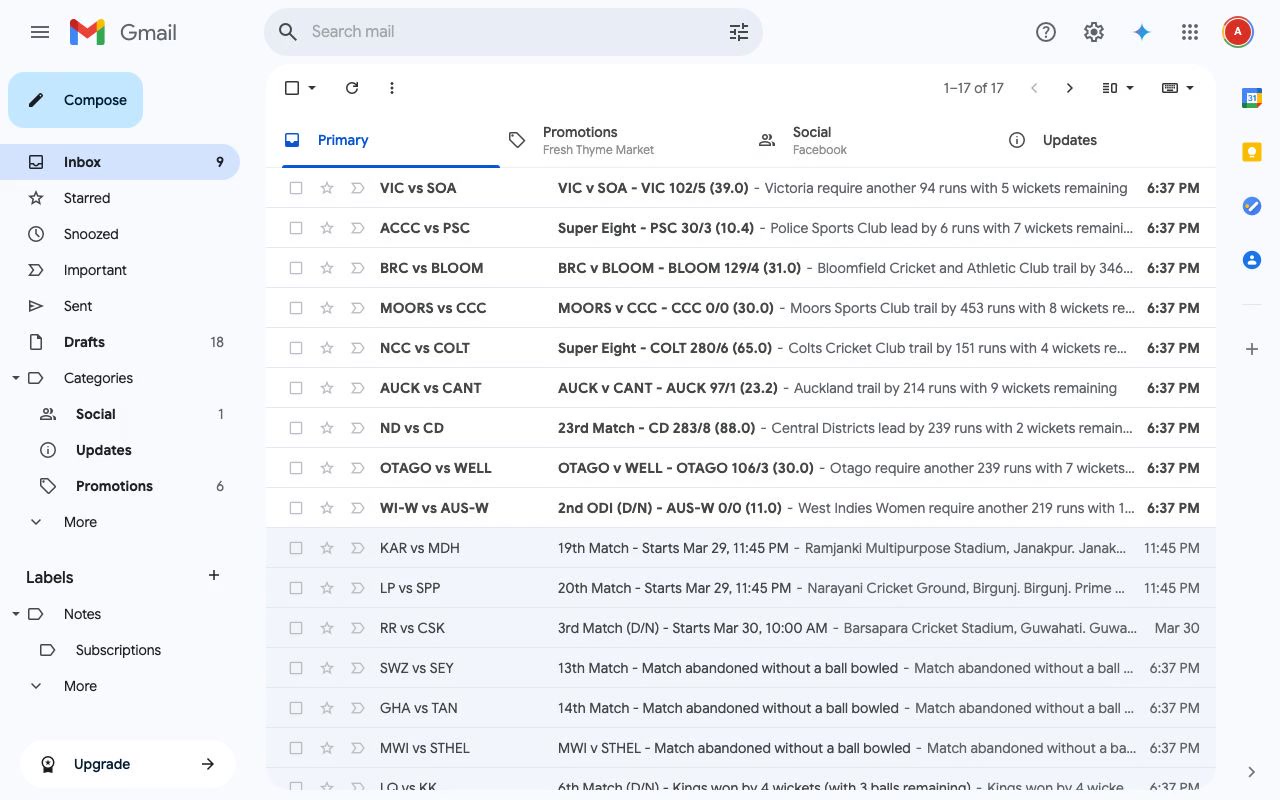 CricInfo Mail