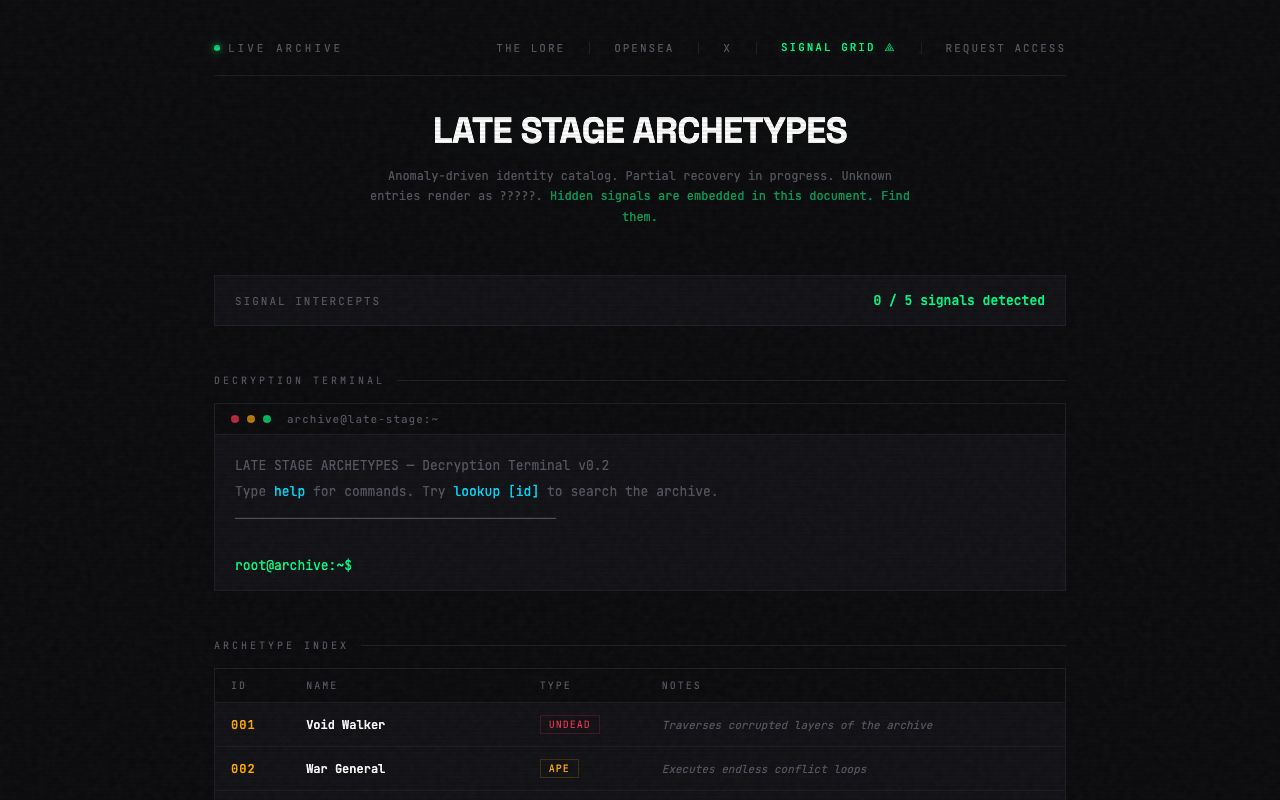 Late Stage Archetypes